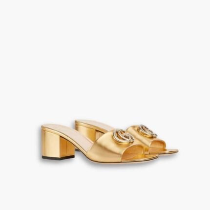 Gucci Nojum Women Slide Sandal Metallic Gold ‎817257 B8B00 8024