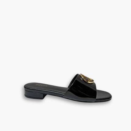 Gucci Women Round Interlocking G Sandal In Black