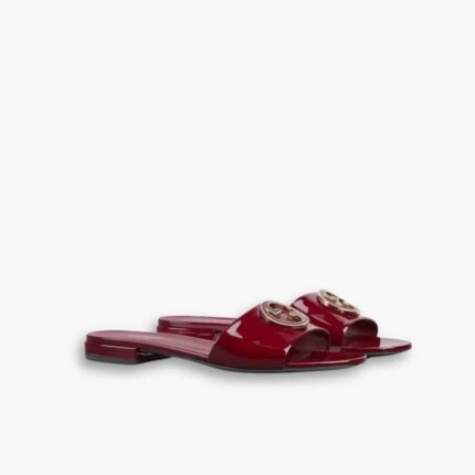 Gucci Women Round Interlocking G Sandal In Burgundy 820860 BNC00 6207