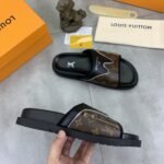 Louis Vuitton Velcro Slippers Lock Edge Brown - Image 4