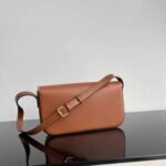 Celine Triomphe Shoulder Bag In Shiny Calfskin Brown 194143Bfn04Lu - Image 3