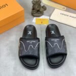 Louis Vuitton Velcro Slippers Lock Edge Black - Image 6
