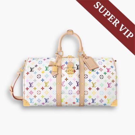 Super Vip 1:1 – Louis Vuitton x Takashi Murakami Keepall Bandoulière 45 Monogram White 45Cm M13742