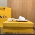 Fendi Silk Cowhide Slippers White - Image 3