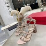 Valentino Garavani Rockstud Leather Sandals Beige - Image 6
