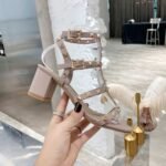 Valentino Garavani Rockstud Leather Sandals Beige - Image 7