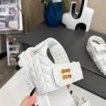 Miumiu Sporty Matelasse Nappa Leather Sandals White 5X135E 88T F0009 F 010 - Image 7