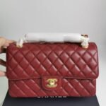 Chanel Medium Classic Double Flap Burgundy Gold Hardware 25Cm - Image 3