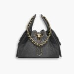 Chanel 25 Small Handbag Grained   Gold-Tone Metal Washed Denim Black 30Cm AS5293 B20520 U0725