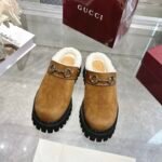 Gucci Horsebit Shearling Mules In Brown Suede - Image 2