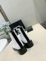 Chanel White Pearl Logo Cc Combat Lace Up Tie Ankle Boots G36209 - Image 3