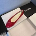 Chanel Cc Cap Toe Ballet Flats In Light Red Patent Leather - Image 6