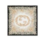 Gucci Interlocking G Floral Print Silk Carré Black And Beige 783157 3G001 1079