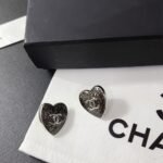 Chanel Stud Earrings Silver And Black - Image 2