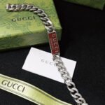 Gucci Sterling Silver Logo Bracelet Red 814980 J8410 8166 - Image 6