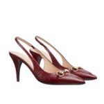 Gucci Women’s Horsebit Pump Gg Leather Rosso Ancora Red ‎792065 Aaegj 6207