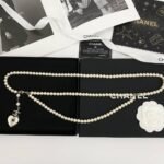 Chanel Double Strand Pearl Necklace with Heart Shaped Charm - Image 5