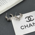Chanel Crystal CC Hoop Earrings - Image 4