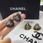 Chanel Stud Earrings Silver And Black - Image 4