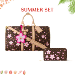Summer Set: Louis Vuitton X Takashi Murakami Keepall Bandoulière 45 Brown 45Cm And Zippy Wallet Sakura Brown 19Cm