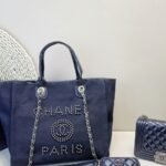 Chanel Cc Deauville Tote Navy Blue 48Cm - Image 6