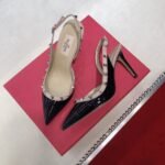 Valentino Garavani Rockstud Patent Leather Strap Pump Black - Image 7