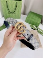 Gucci Gg Marmont Reversible Belt Gold Metal Beige Blue 38Mm 659416 92Tic 9769 - Image 7