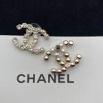 Chanel Cc Crystal Pearl Silver Earrings - Image 6