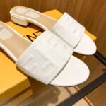 Fendi Silk Cowhide Slippers White - Image 2
