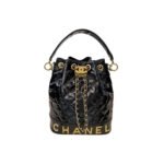 Chanel Small Bucket Bag With Gold CC Logo Black 21cm