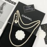 Chanel Double Strand Pearl Necklace with Heart Shaped Charm - Image 6