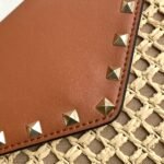 Valentino Garavani Rockstud Raffia Clutch Bag In Brown 28Cm - Image 3