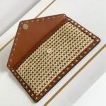 Valentino Garavani Rockstud Raffia Clutch Bag In Brown 28Cm - Image 6