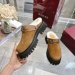 Gucci Horsebit Shearling Mules In Brown Suede - Image 6