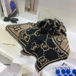 Gucci Check Gg Wool Jacquard Scarf Black 660025 4G386 1079 - Image 4