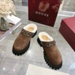 Gucci Horsebit Shearling Mules In Dark Brown Suede - Image 3