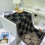 Gucci Check Gg Wool Jacquard Scarf Black 660025 4G386 1079 - Image 5