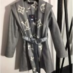 Louis Vuitton Belted Double Sided Hooded Wrap Coat Gray 1A92Vf - Image 4