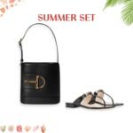 Summer Set: Gucci 73 Small Bucket Bag Black And Thong Sandal With Horsebit Black