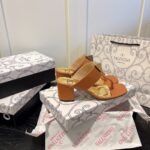 Valentino One Stud Metallic Nappa Flat Middle Heel Beige Thong Sandal - Image 5