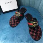 Gucci Gg Thong Web Sandal Black 612138 H9020 8476 - Image 3