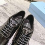 Prada Heeled Brushed Leather Lace Ups Black 1E976M 055 F0002 F 085 - Image 3