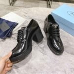Prada Heeled Brushed Leather Lace Ups Black 1E976M 055 F0002 F 085 - Image 4
