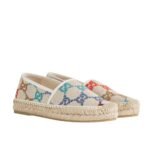 Gucci Women’S Gg Espadrille Sandal Linen Canvas Platform Rubber In Multicolor 78036 Uft70 8470