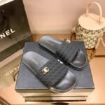 Chanel Braided Slides Black - Image 2