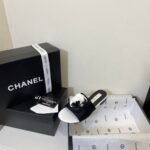 Chanel Camellia Slides Black White - Image 8
