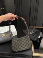 Celine Medium Tilly Bag In Triomphe Canvas And Calfskin Tan 21Cm 115702Cuz 04Lu - Image 9