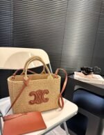 Celine Small Cabas Thais In Raffia And Calfskin Tan 27Cm 116302Ff7 04Lu - Image 2