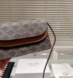 Celine Wallet On Strap In Triomphe Canvas And Smooth Tan 20Cm - Image 6