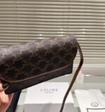 Celine Wallet On Strap In Triomphe Canvas And Smooth Tan 20Cm - Image 7